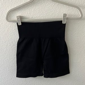 black ribbed workout shorts